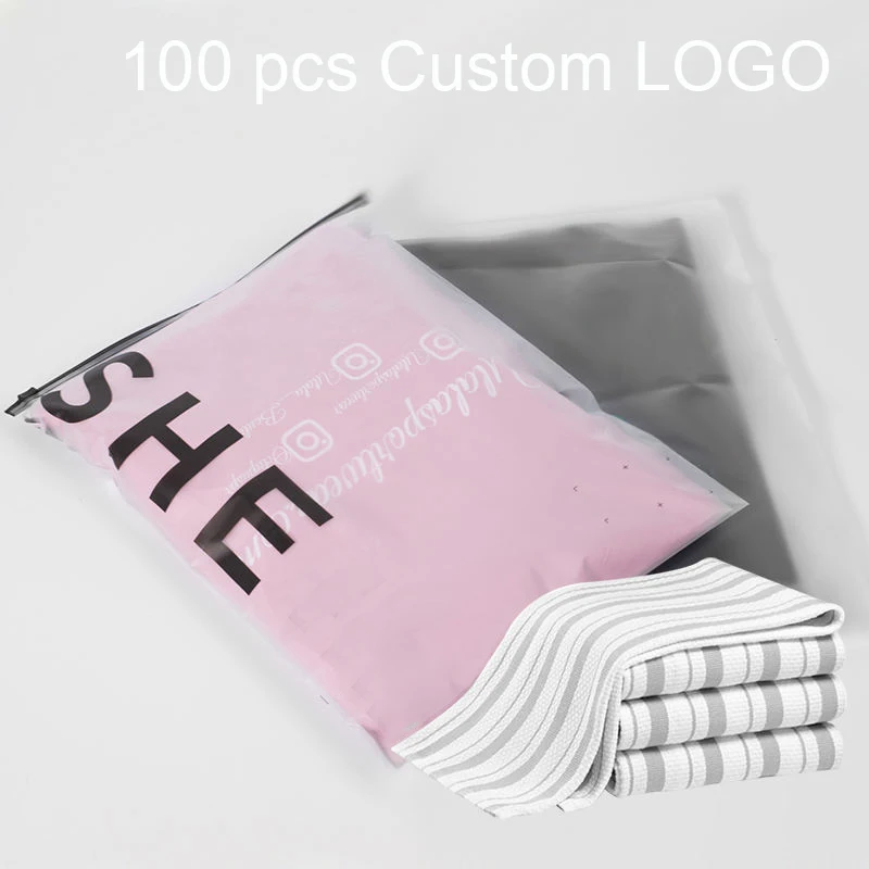 

Custom Logo Printing Frosted Poly Zipper Bag with Logo Biodegradable Clothing Zip Lock Ziplock Bag for Package