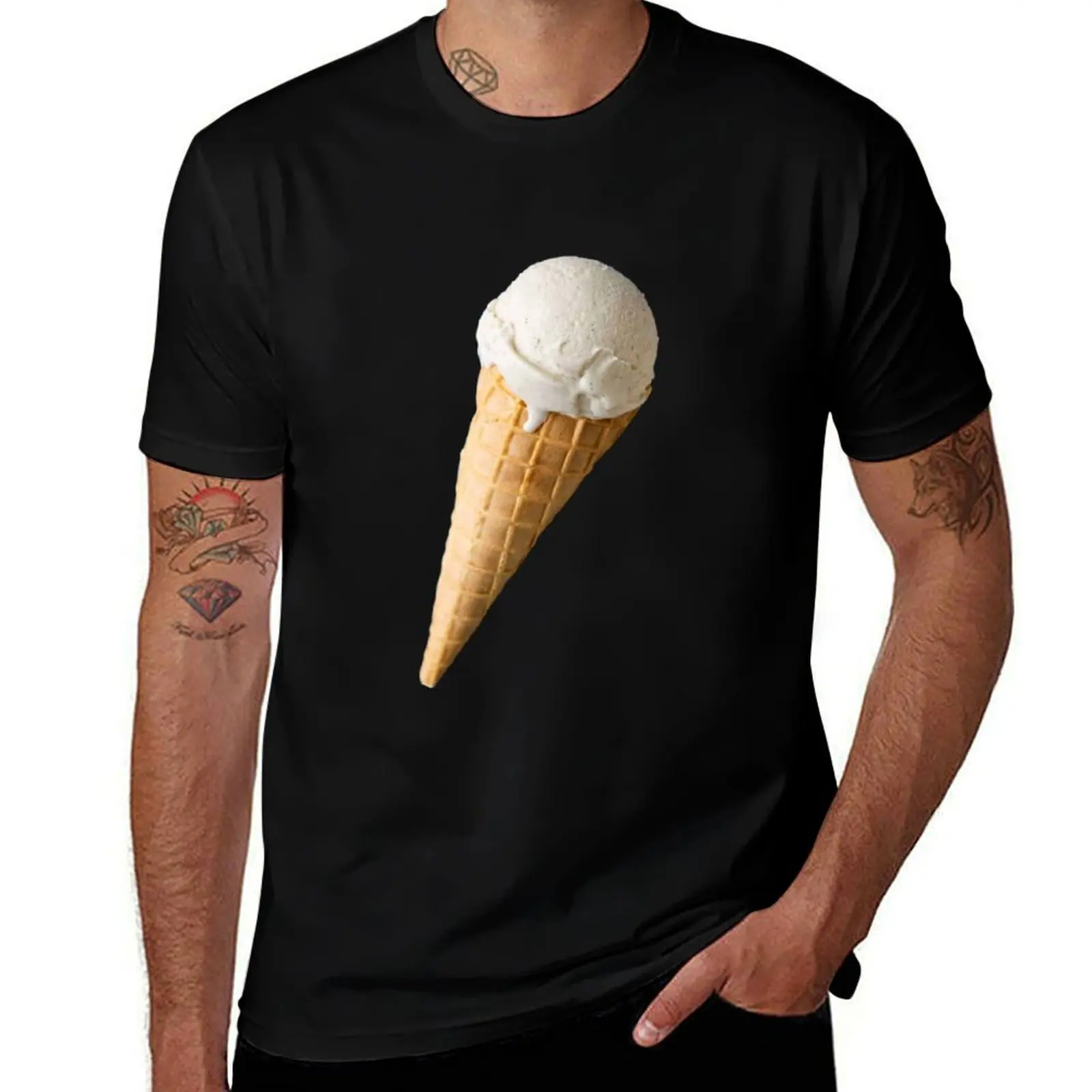 Vanilla Ice Cream On Waffle Cone T-Shirt Casual Everyday Short Sleeve T-Shirt