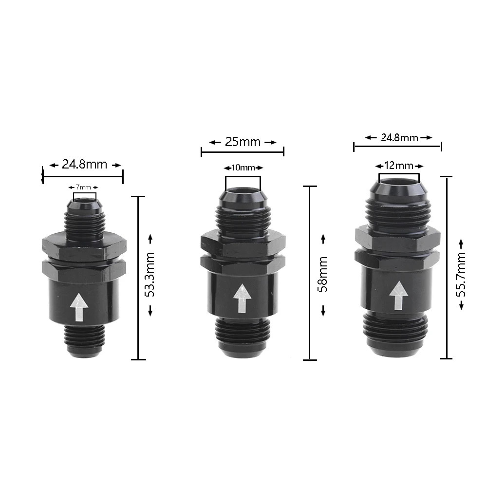 AN6/AN8/AN10 Fuel Non Return One Way Check Valve Petrol Diesel Anoized Aluminum Black Color