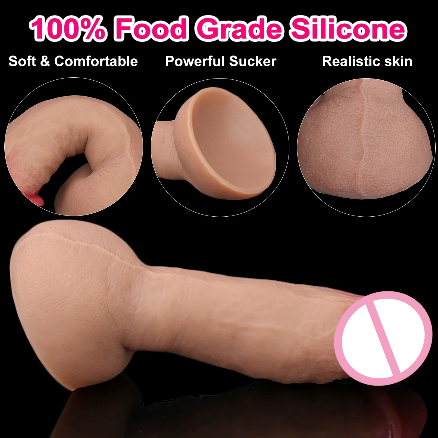 Cheap Soft Skin Feel Realistic Thick Dildo Gay Masturbators Silicone Dick Big Suction Cup Penis Anal Plug Sex Toy for Men Women