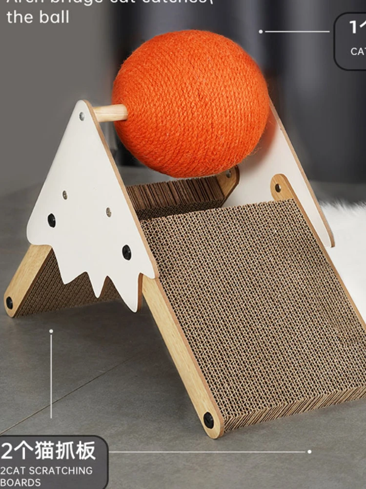 Vertical cat scratching ball, corrugated paper, triangular cat scratching board, not falling debris, self lifting, relieving str