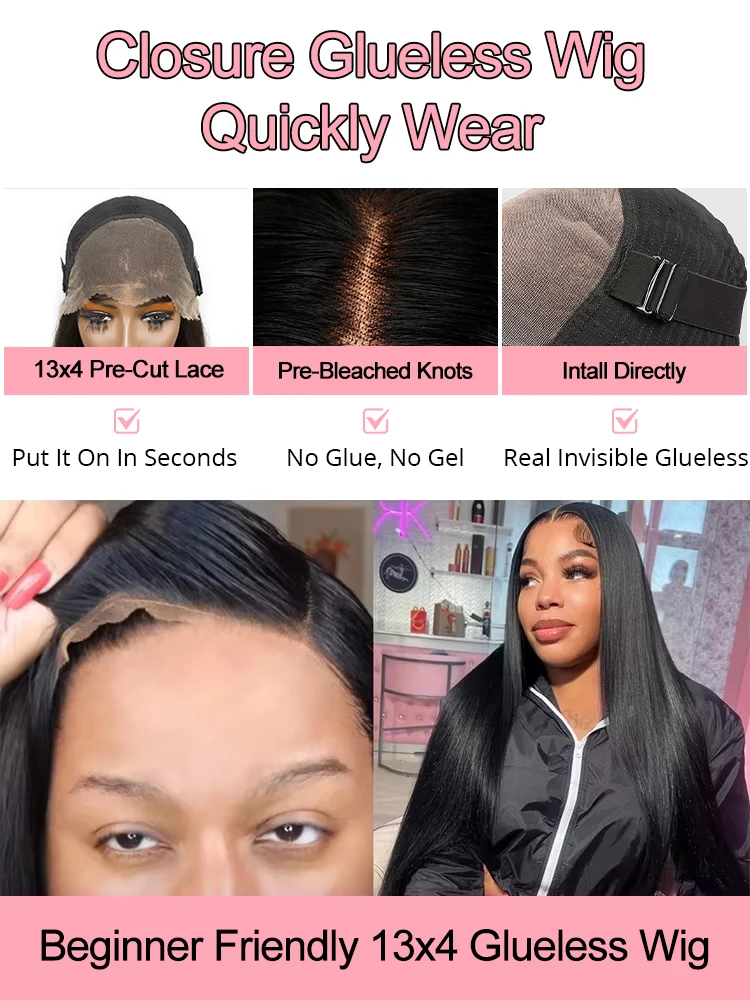 40 بوصة 46 بوصة غلويليس مستقيم 13x4 الدانتيل الجبهة الباروكات شعر الإنسان ارتداء والذهاب 13x6 HD الدانتيل الجبهة الباروكات للنساء 250 الكثافة