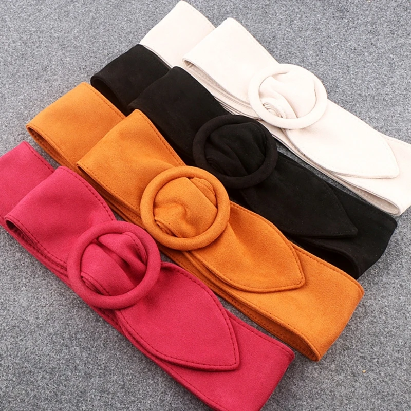 

Vintage Chunky Belt Wide Cinchs Belt Formal Wide Stretchy Belt Waist Wrap Buckle Belt For Women Suede Belt For Dresses