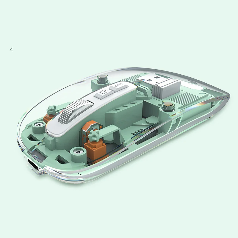 ماوس لاسلكي قابل لإعادة الشحن، هيكل داخلي شفاف، نمط داخلي لطيف وجميل، انقر صامت، ماوس مريح للكمبيوتر المحمول #6