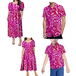 Tax Free Women'S Puffy Sleeve Dress Children'S Summer Dress Matching Men'S Shirt Boy'S Top Polynesian Design Family Suit