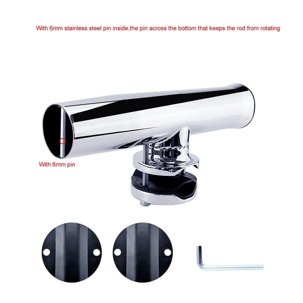 Clamp Stainless Steel Clamp-on Fishing for Marine Boat Yacht Rail 25mm to 51mm 360 Degree Adjustable Boat Fishing Rod Holder