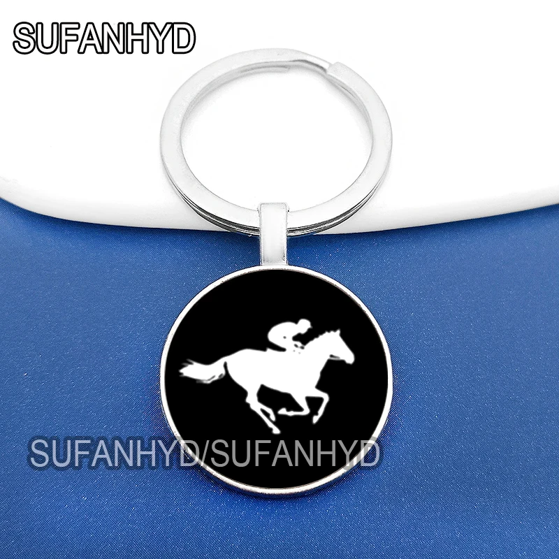 Fshion Horse Racing Keychain for ManTrendy Jewelry Horse Key Chains for House Animal Keyring