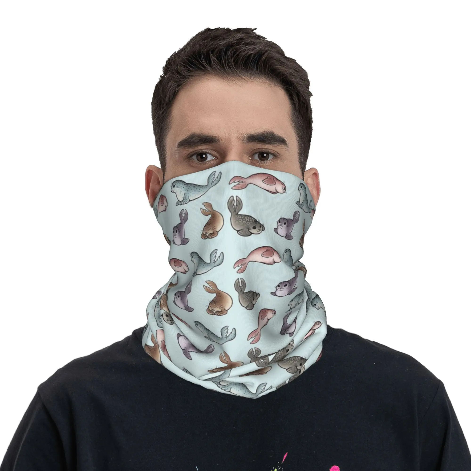 

Little Seals Bandana Neck Gaiter Printed Wrap Mask Scarf Warm Face Mask Running For Men Women Adult Winter