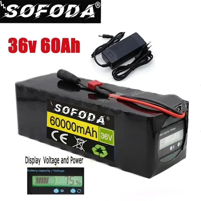 

36V battery 10S4P 60Ah battery pack 1000W high power battery 42V 60000mAh Ebike electric bicycle BMS Capacity Indicator+charger