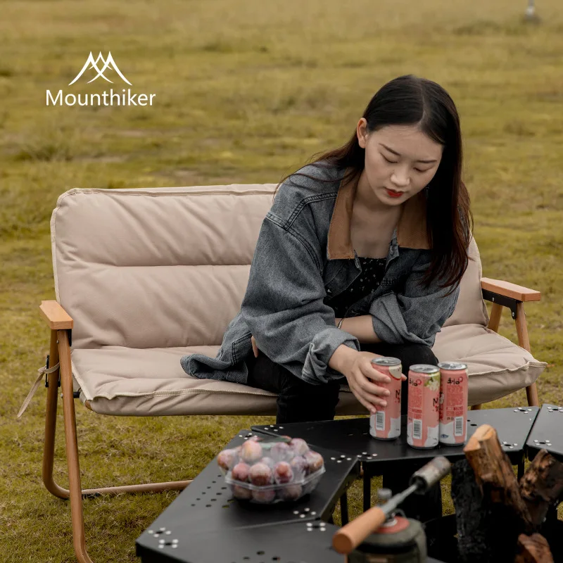 

Кемпинговое кресло из ткани Оксфорд с текстурой древесины - портативное складное кресло с двойной спинкой для улицы