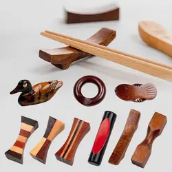 1 Pcs Wooden Japanese Style Chopstick Rest Kitchen Tableware Spoon Fork Knife Holder Dining Manual Polishing Chopstick Pillow