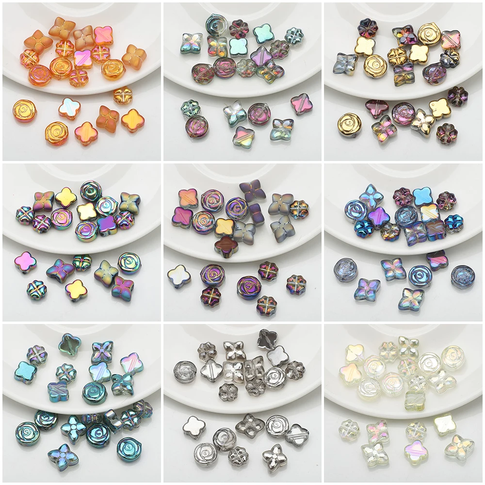 8-12mm Rose Petal Lucky Leaf Bead Color Diy Series Porcelain Mixed Color Handmade Jewelry Creative Diy Jewelry Glass Crystal