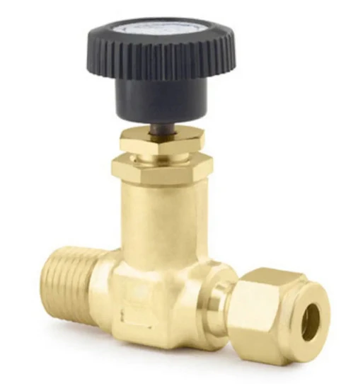 B-4JN1 Brass Threaded Valve Cap Needle Valve, 1/4 in. External Thread MNPT Tube Fitting