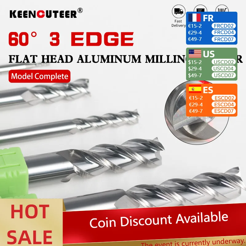 

3 Flute Tungsten Steel End Mill | 1-12mm CNC Milling Cutter | Carbide Coated for Aluminum HRC60