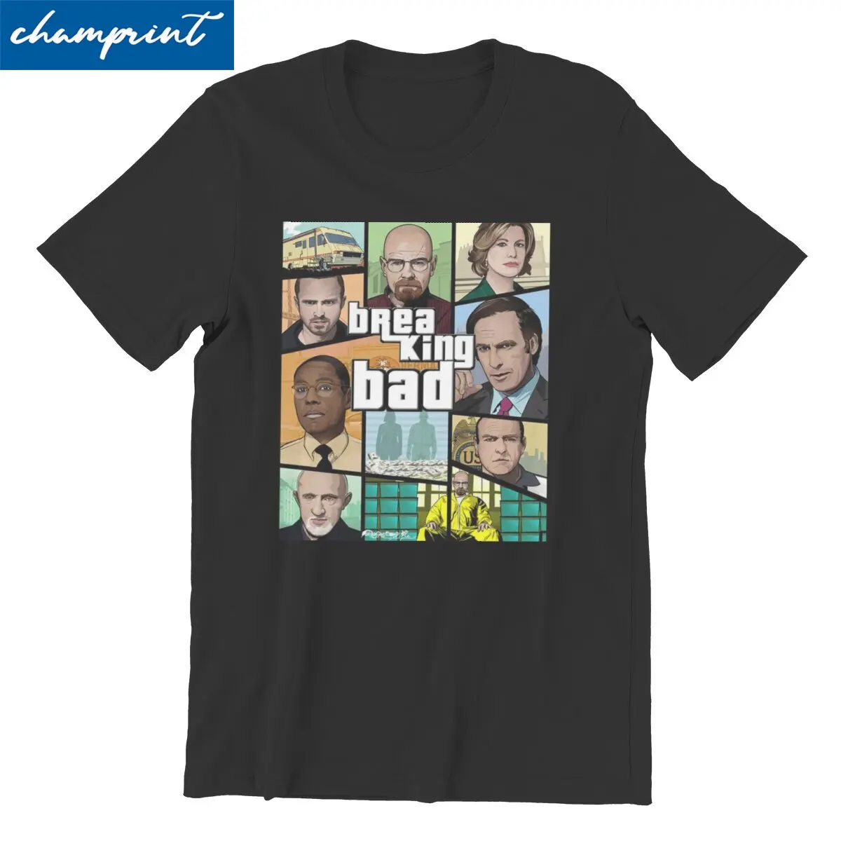 Fashion Breaking Bad Collage  T-Shirt for Men Pure Cotton T Shirt Chemistry Heisenberg Walter White Tee Shirt Gift Clothes