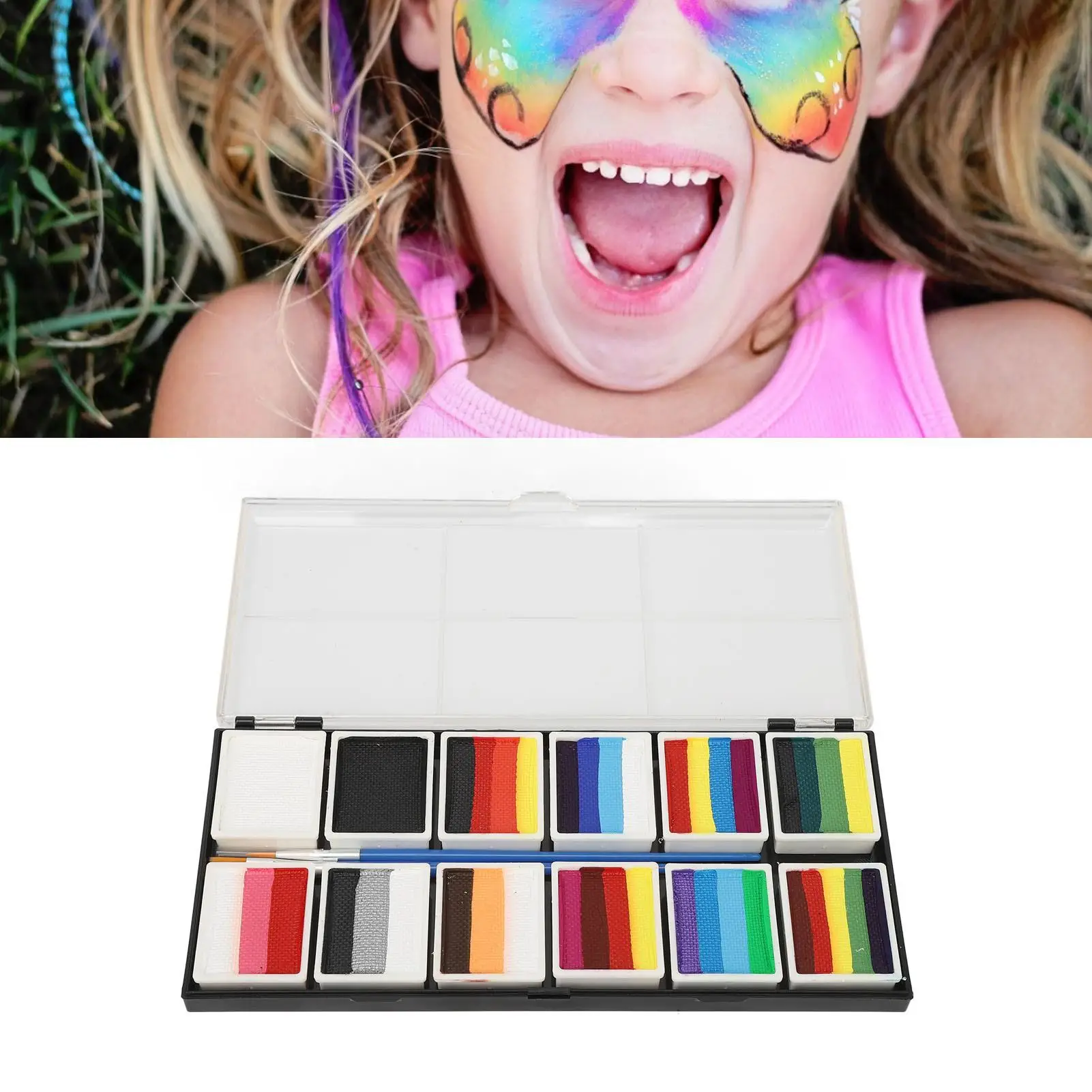 Multicolor Face & Body Paint Kit - Safe, Washable Set with Brushes for kids & Adults - Ideal for Festivals & Parties