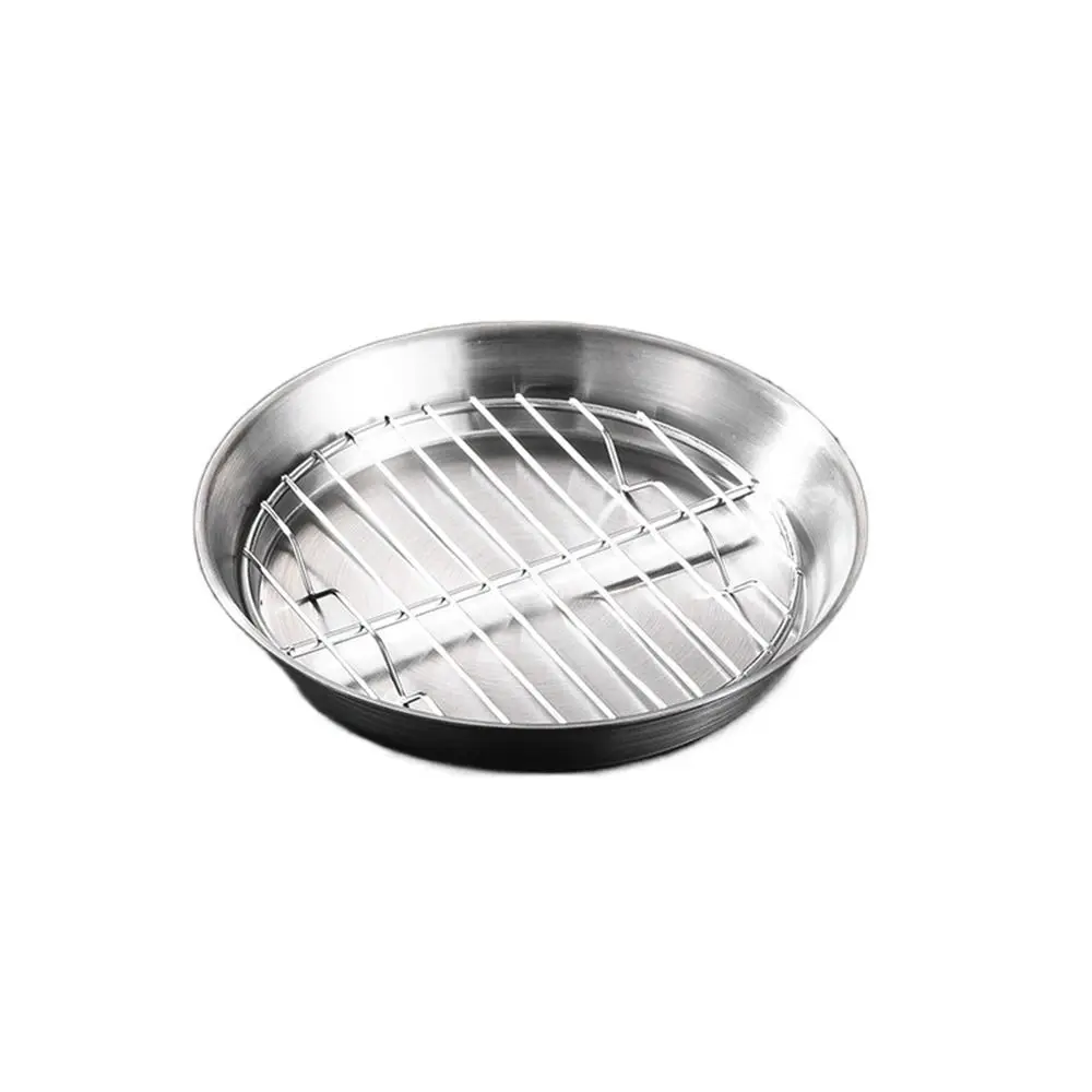 304 Stainless Steel Air Fryer Baking Tray Elevated Mesh Food-Grade Air Fry Basket Non-stick Heat-resistant Circular Drain Pan