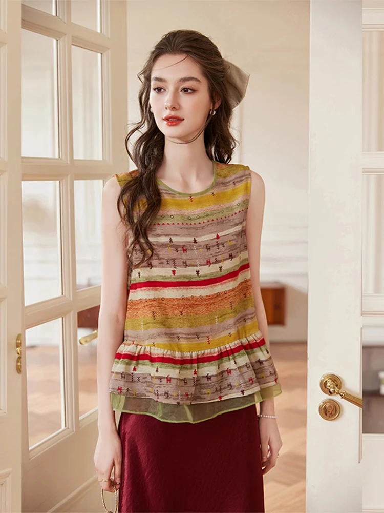 

Свободный крой, полосатый круглый топ Ne Svel irt, новый летний топ для куклы, женский модный топ из полиэфирного волокна прямого кроя