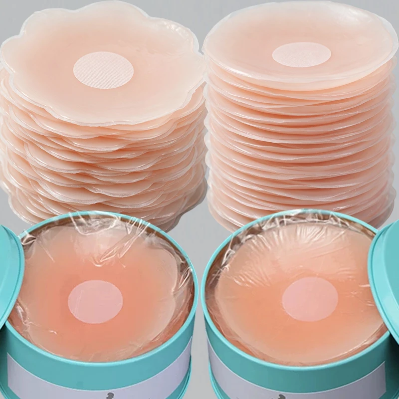 Floral Round Silicone Nipple Covers Reusable Invisible Breast Petals Waterproof Adhesive Bra Pads Dresses Wedding Evening Outfit