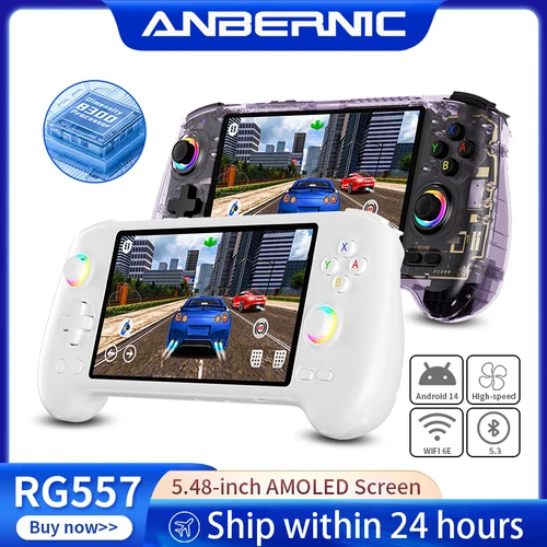 ANBERNIC-consola de juegos portátil RG557, pantalla AMOLED de 5,48 "", dimensión 8300, Android 14, Joysticks de alta resolución, reproductor de vídeo RG 557
