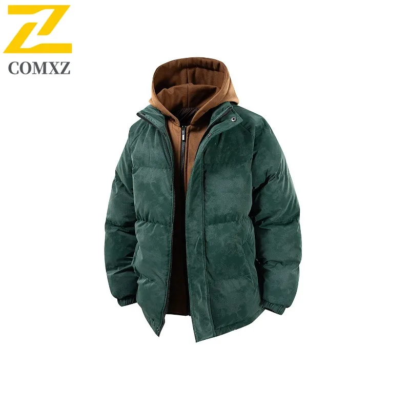 

COMXZ Мужская зимняя куртка из двух предметов, теплая свободная куртка в консервативном стиле для путешествий, пешего туризма, хлопковая стеганая куртка, модная куртка для катания на лыжах