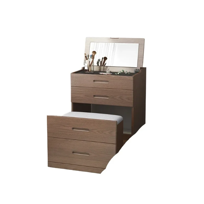 Solid wood dresser, bedroom modern simple small apartment flip small cosmetic table, mini storage cabinet integrated