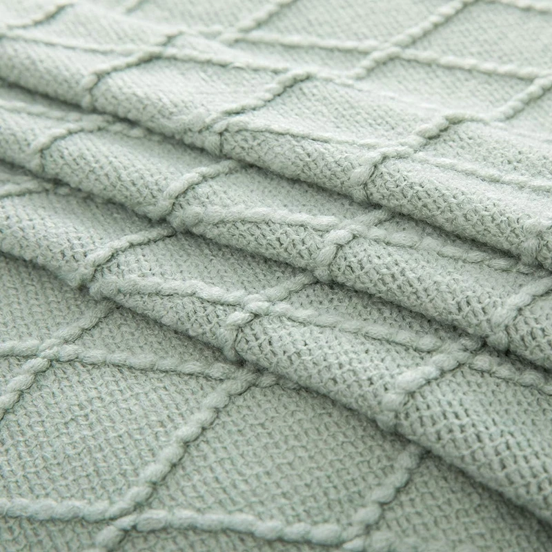 Coperta decorativa lavorata a maglia con frangia morbida e accogliente coperta grande nappa per divano divano letto coperta regalo Vintage Saga Green
