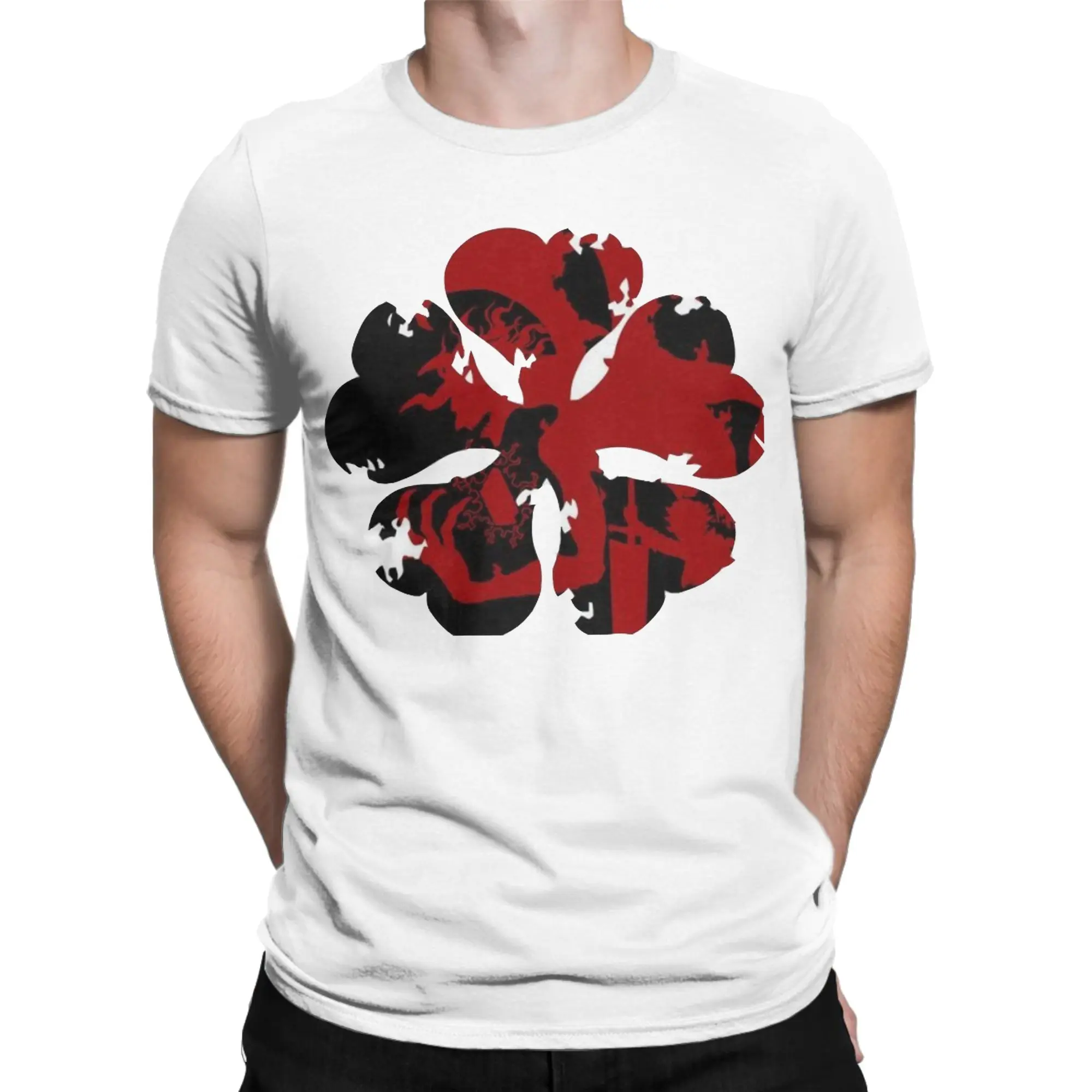 five leaf Black Anime Clover T Shirt  Hip Hop T Shirts Short Sleeve Y2K Fun Tshirt Summer 100% Cotton 4XL 5XL 6XL Tees