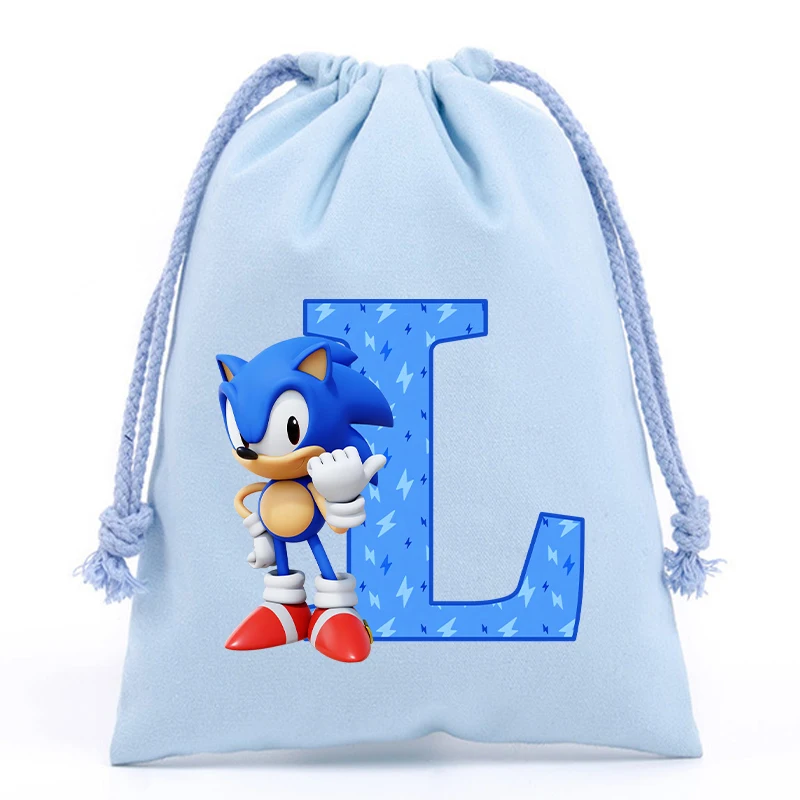 New Sonics Drawstring Bags Children Handbag Cartoon English Letters Printed Bags Drawstring Storage Bag Kids Birthday Gifts