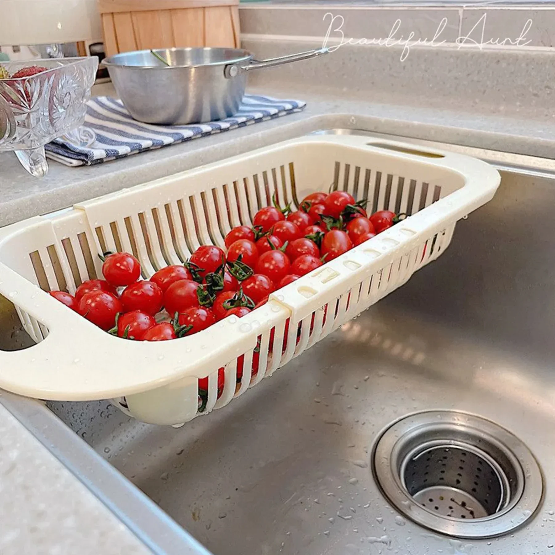 Abflusskorb, Schüsselregal, Küche, Obstbecken, Lagerregal, Waschbecken, einziehbares Waschbecken, Lagerregal, multifunktionaler Abflusskorb für