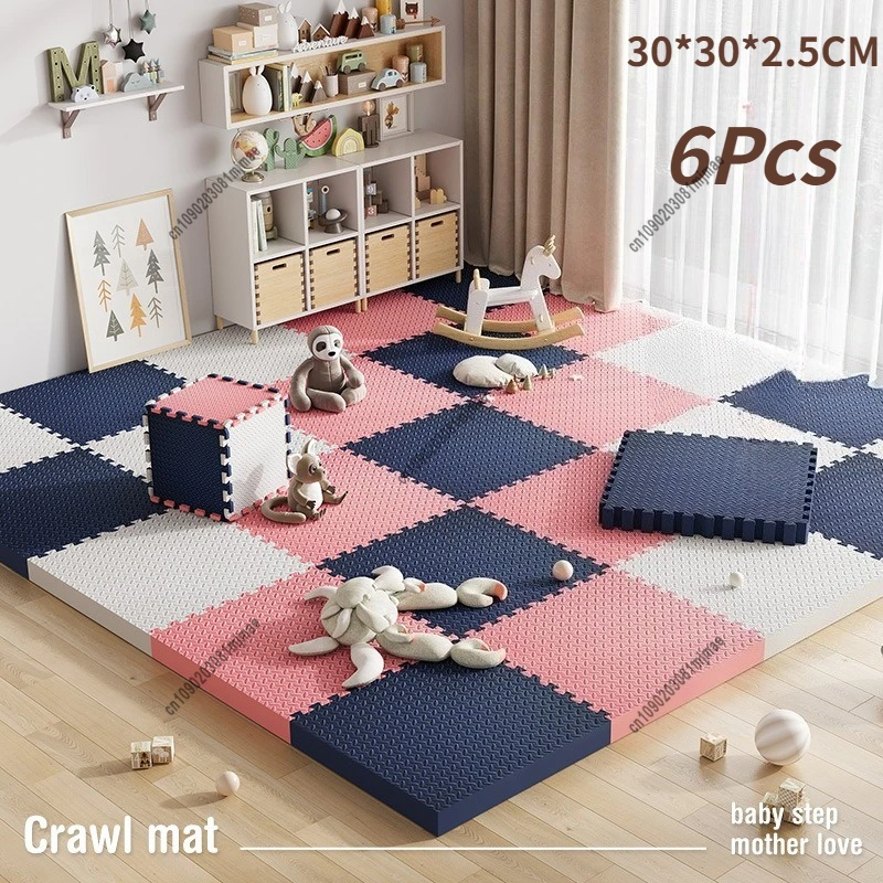 

6 Pcs 2.5cm Thick Non Slip Play Mat Children's Play Mat Interlocking Foam Rug Leaf Pattern Protective Exercise Mat Home Decor