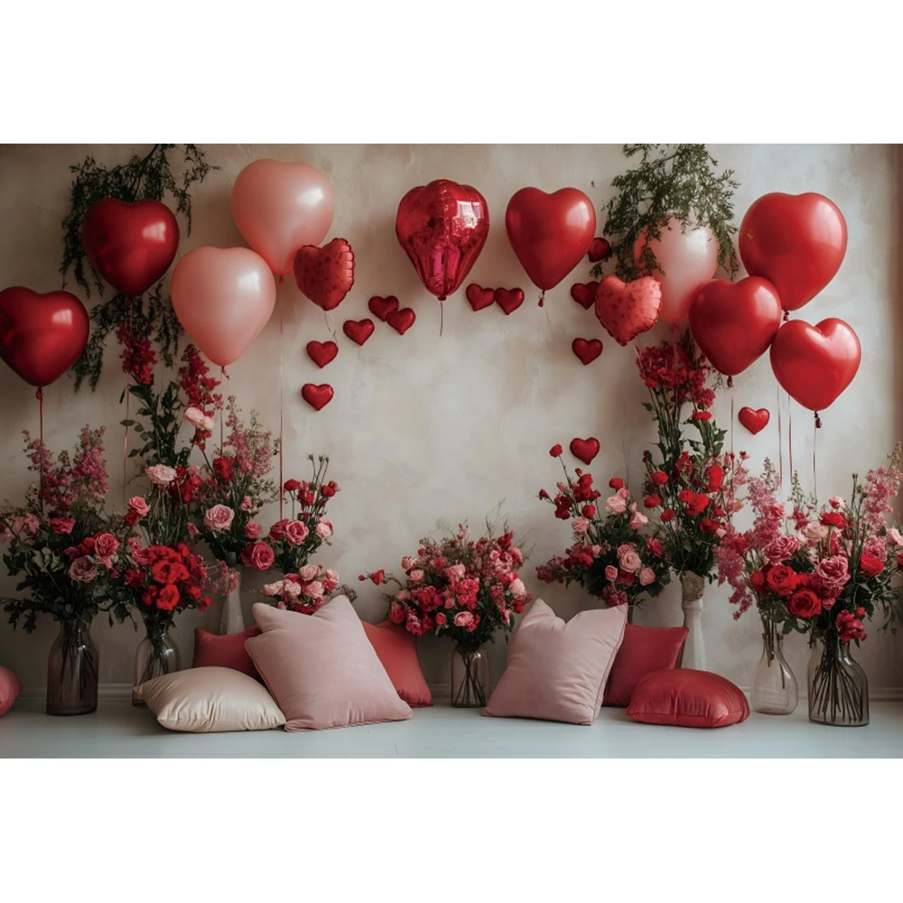 بالون قلب أحمر لعيد الحب خلفية تصوير لعيد ميلاد الطفل وحفلات الزفاف ديكور صورة للأطفال خلفية استوديو الصور