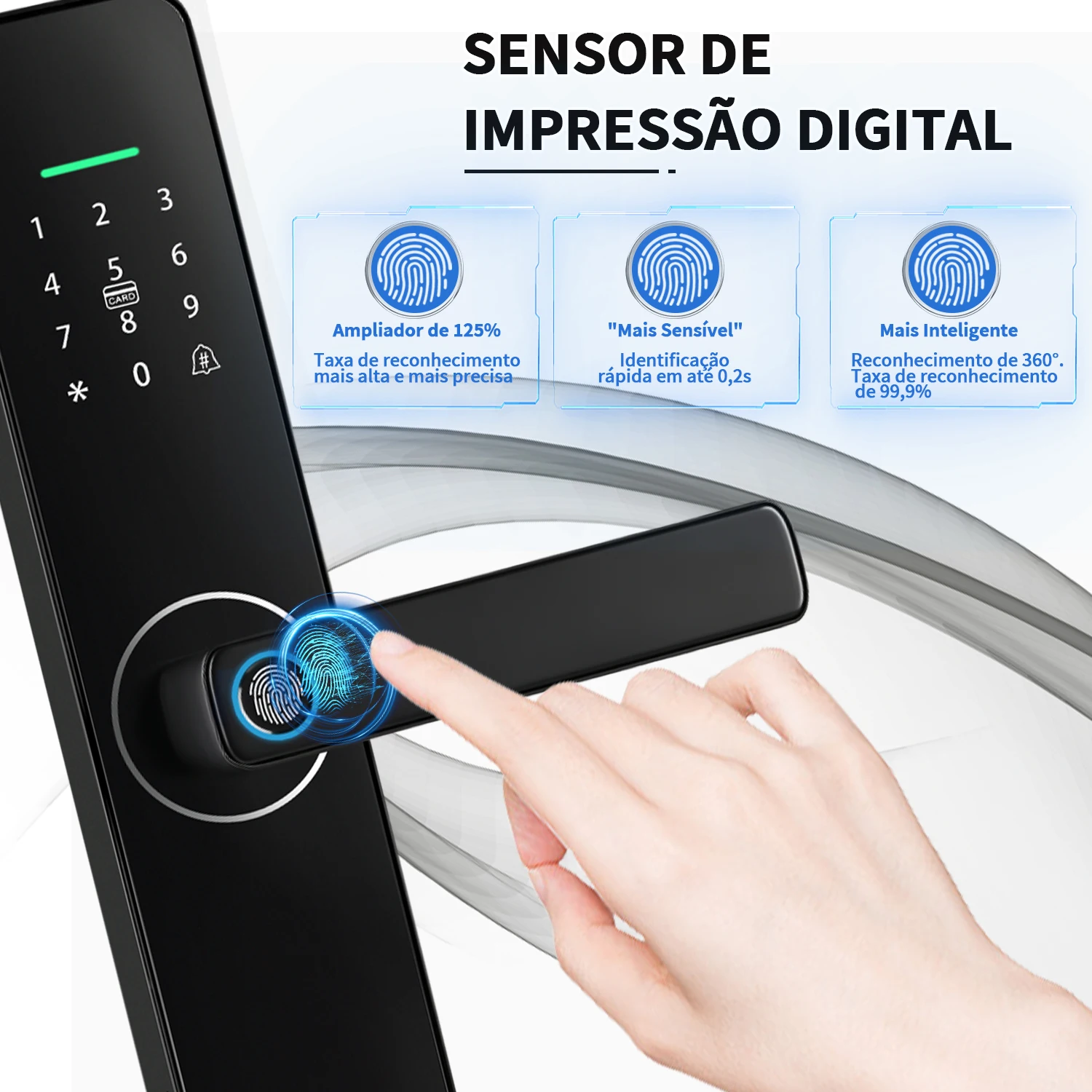 Tuya Electronic Biometric Fingerprint Lock, Wi-Fi, Smart Door Lock, Reconhecimento de senha, Câmera