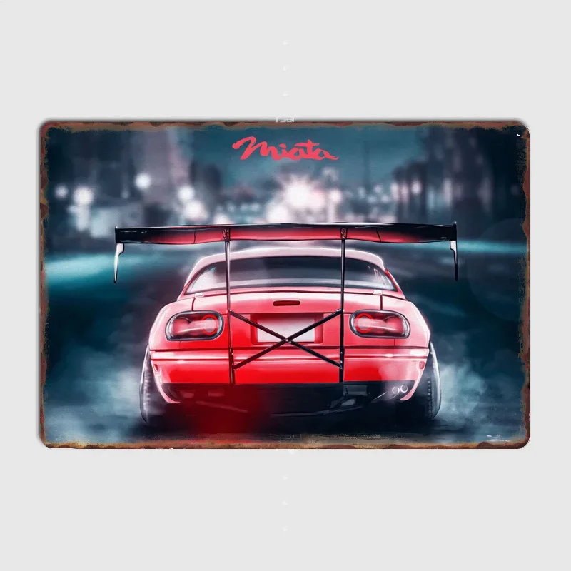 Classic Car MX5 Miata Taillight Retro Poster Metal Sign Posters Bar Custom Wall Decorations Room Decoration Interior Home Decor