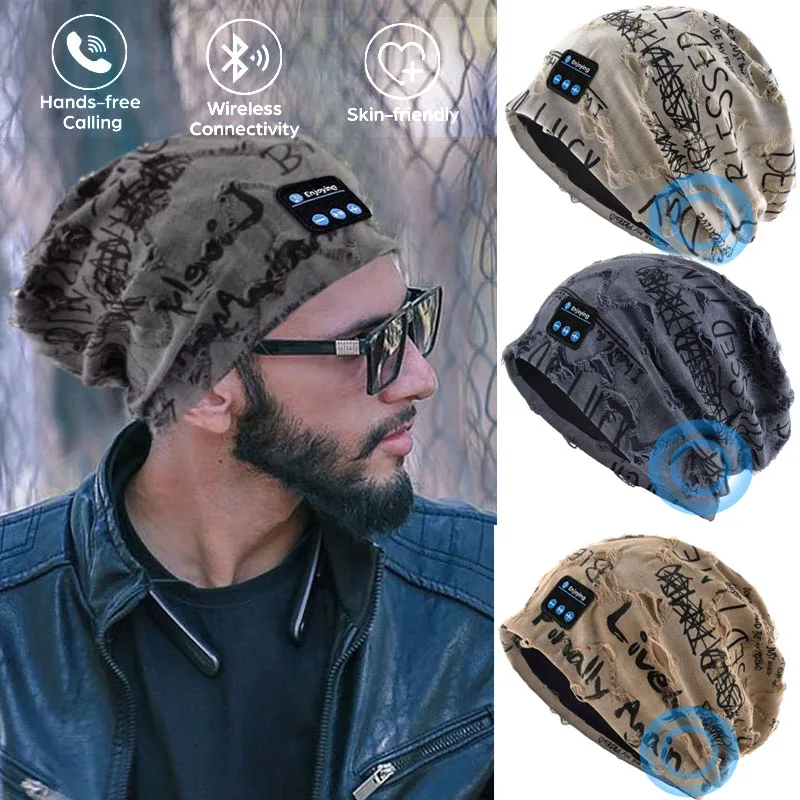 Drahtlose Bluetooth-Kopfhörer, Outdoor-Musik-Hut-Headset, weich, bequem, für Sport, Schlafen, Kopfhörerkappe mit wiederaufladbarem Mikrofon