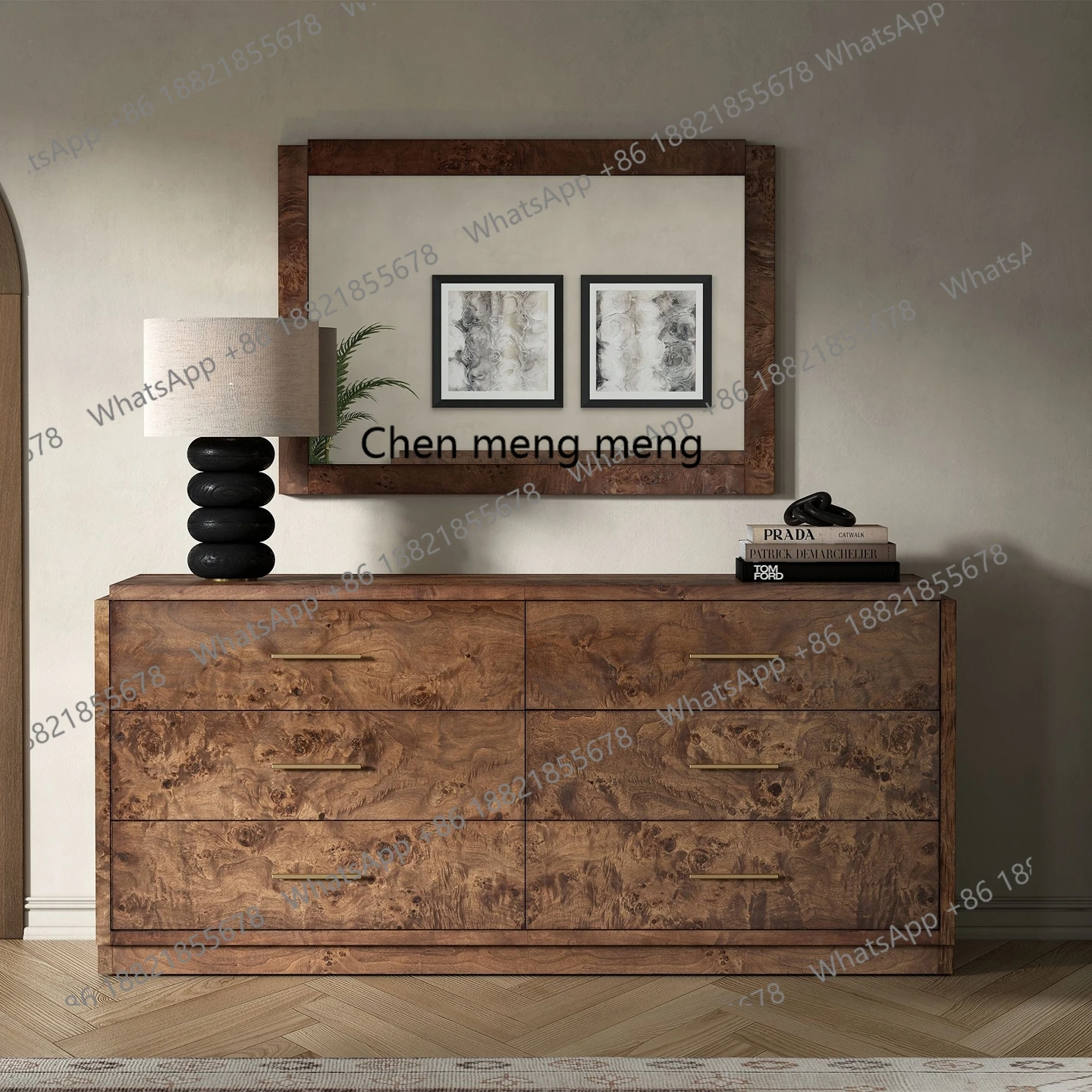 

North American simple retro fully modern bookcase living room bedroom against the wall entrance storage six chest cabinet