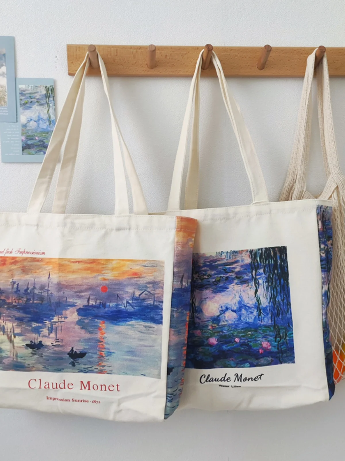 

Monet Sunrise Oil Painting Canvas Bag Open Shoulder Tote Bag Commuter Women's Bag Large Capacity Student School storage