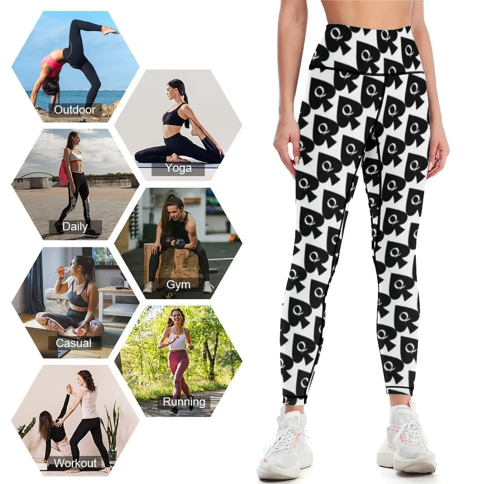 Hot Wife Secrets: Queen of Spades Motif Leggings Women sports sports woman gym trousers Womens Leggings