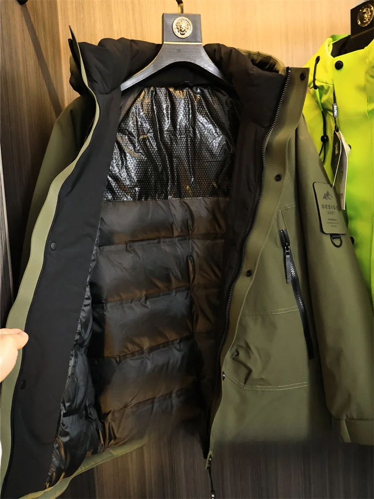 Men's Outdoor Winter Sports down Jacket Windproof Waterproof Stuffed Hooded Duck down Coat Regular Length Fashion Urban Style