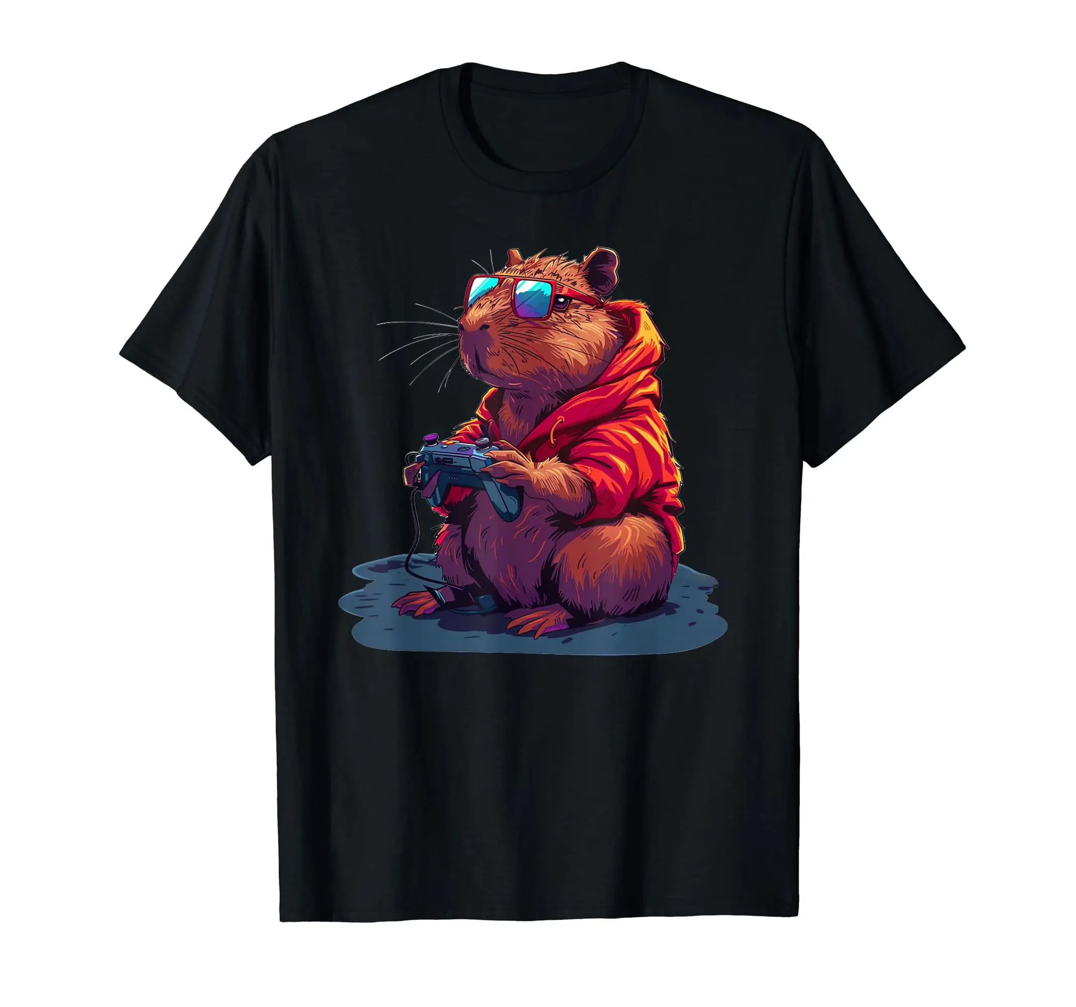 

Capybara Gamer Funny Capybara Rodent & Video Games Lover T-Shirt Vintage Streetwear T Shirts Graphic tee