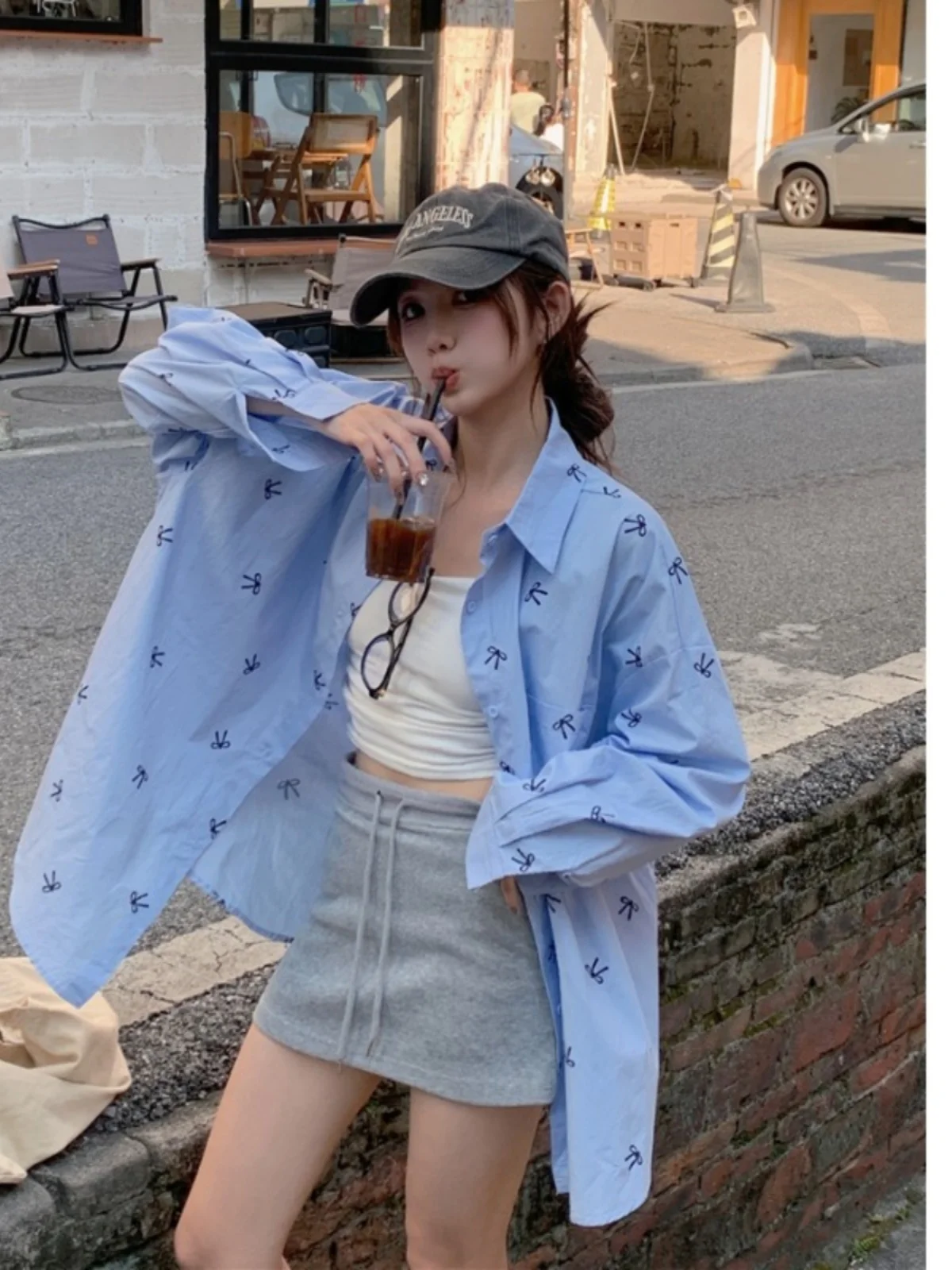 

Loose Long Sleeve Women's Shirt Knot Print Sun Protection Spring New Style Casual Comfortable plus Size Top Trendy