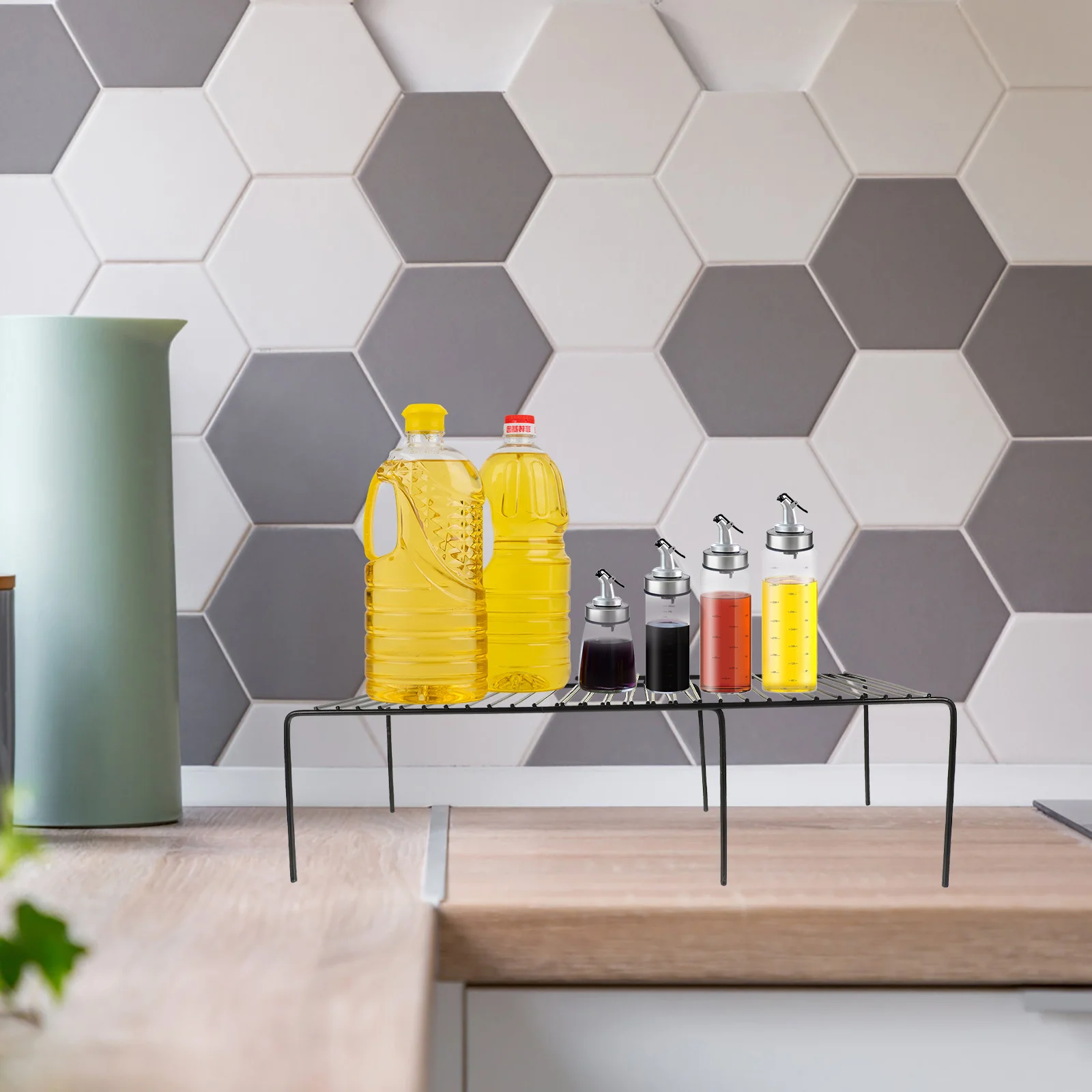 

Household Spice Shelf Retractable Iron Organizer Adjustable Kitchen Rack Multi-Function Cabinet Storage Seasoning Rack