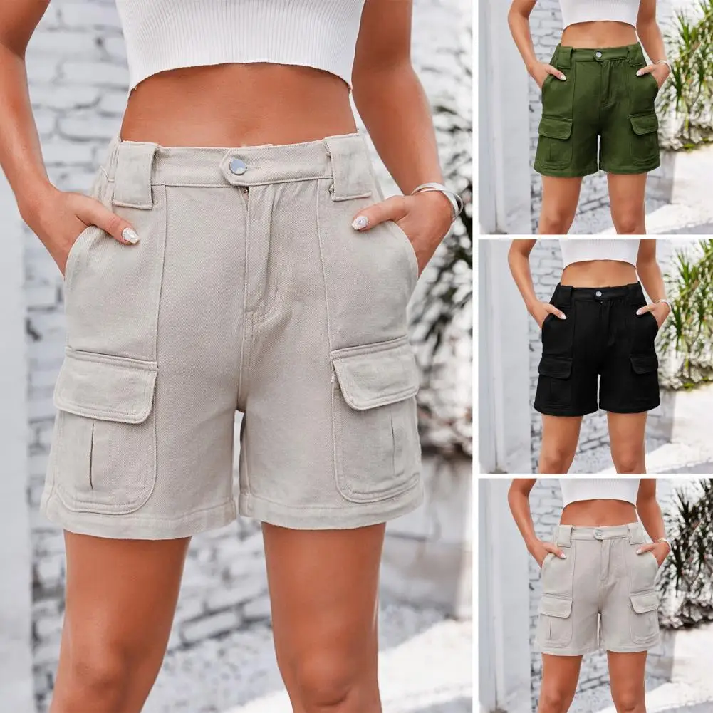 Women's Cargo Shorts Casual Knee Length Bermuda Shorts with Multiple Pockets Summer Straight Leg Cargo Pants