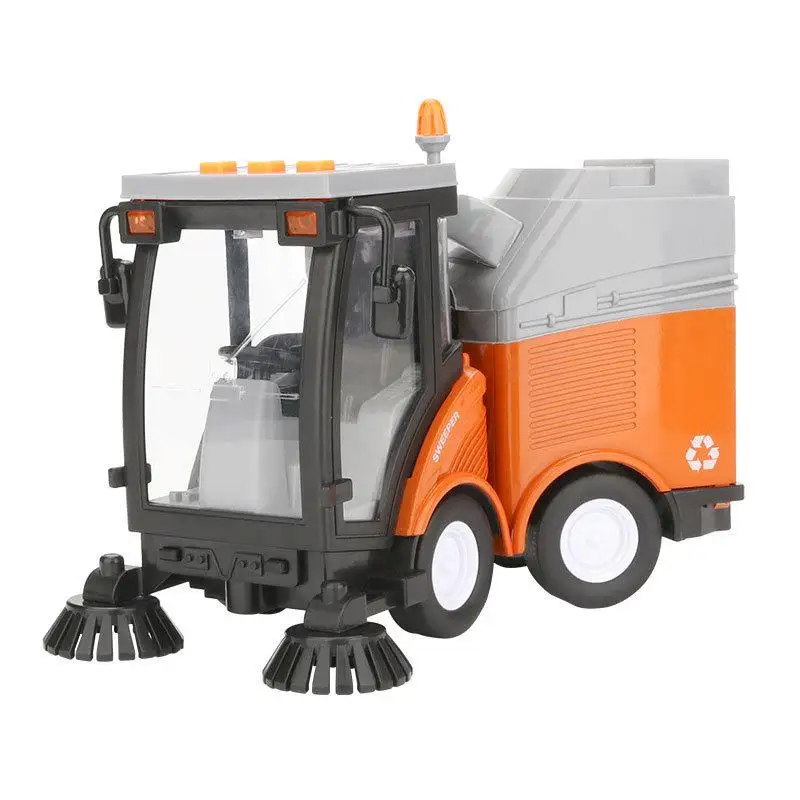 Children Simulation Road Sweeper Toy Garbage Truck Sanitation Processing Street Car Model Light Music Back Birthday Toy Car Gift