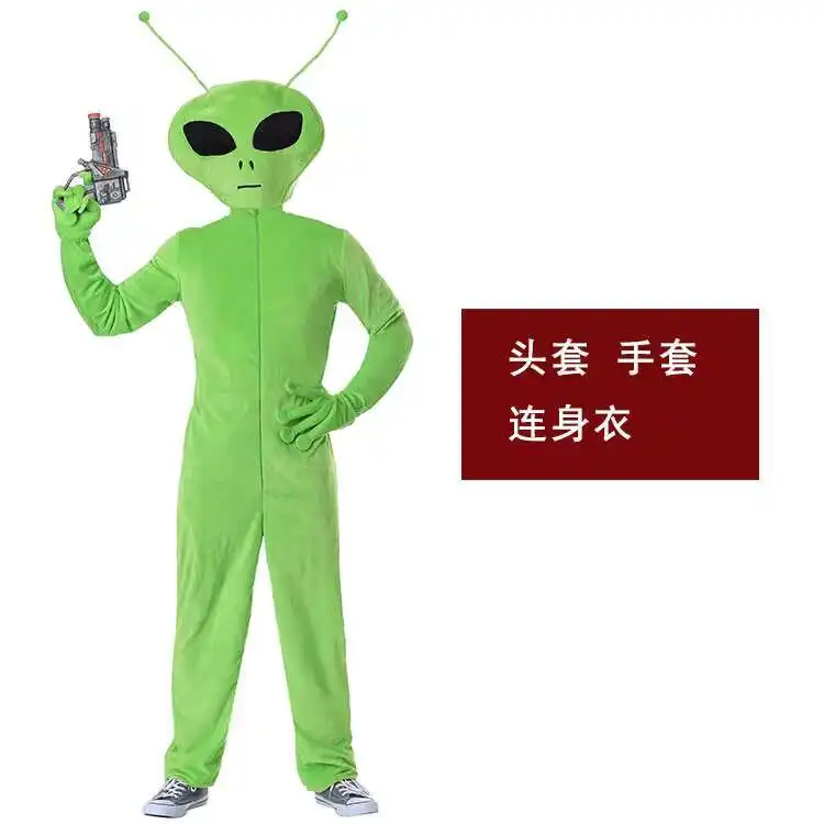 Pertemuan Tahunan Pesta Pertunjukan Panggung Karnaval Halloween Pakaian Alien Keren Anak-anak Dewasa
