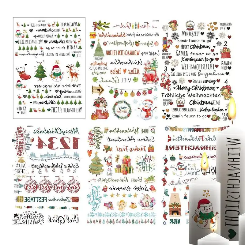 

Candle Stickers Funny Christmas Themed Water Transfer Printing Upgraded Funny Trendy Candle Stickers Printable For Tumblers