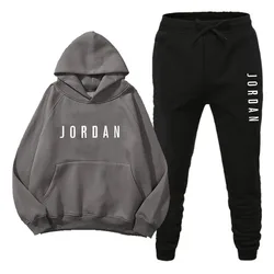 Spring and autumn men's and women's clothing pullover hoodie + sweatpants two-piece fitness jogging casual sportswear suit