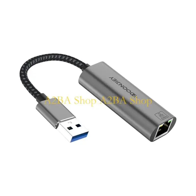 A2BA USB3.0 To RJ45 Gigabit Ethernet Adapter 2500Mbps Fast Speed Corded Internet For Laptops