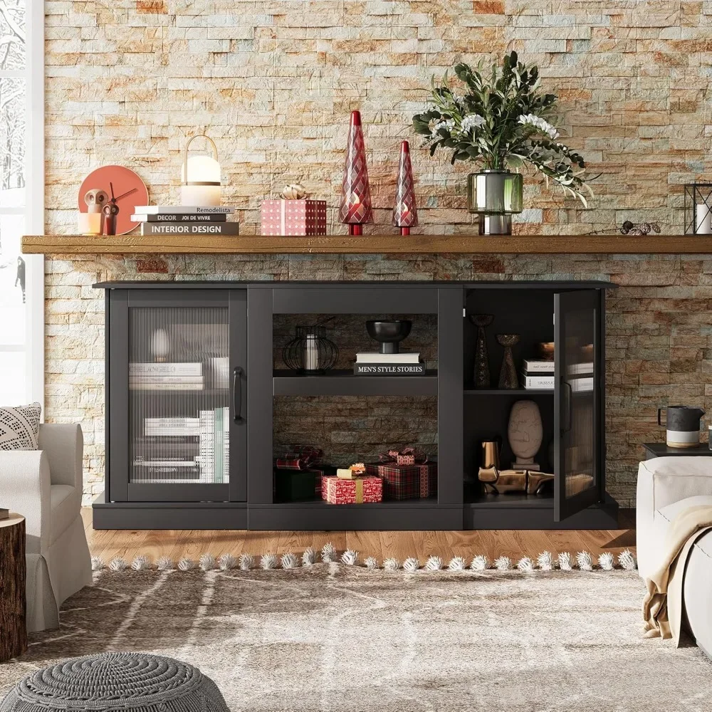 

TV Stand for 65 Inch TV, TV Console Cabinet with Storage, Open Shelves Entertainment Center for Living Room and Bedroom