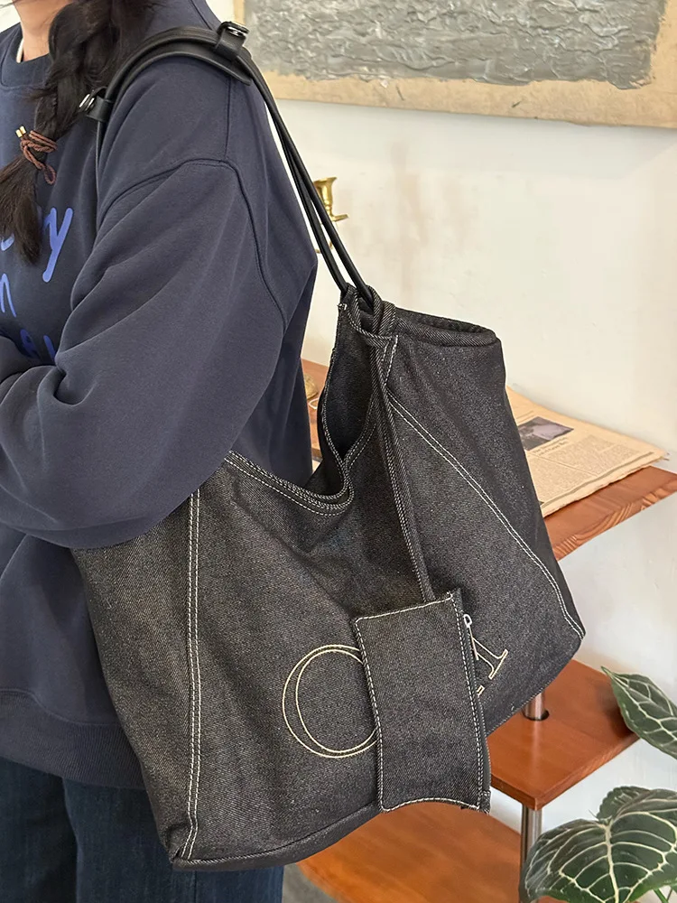 

Модная джинсовая сумка через плечо, женская сумка через плечо, синие джинсы, хлопковая роскошная сумка-тоут, дизайнерские сумки, женский кошелек